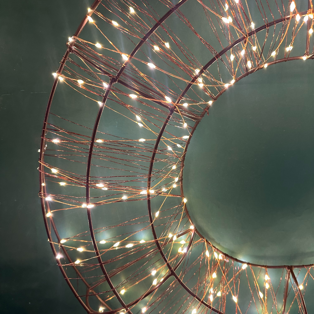 3D Circle Metal Brown Wreath with 300 LEDs