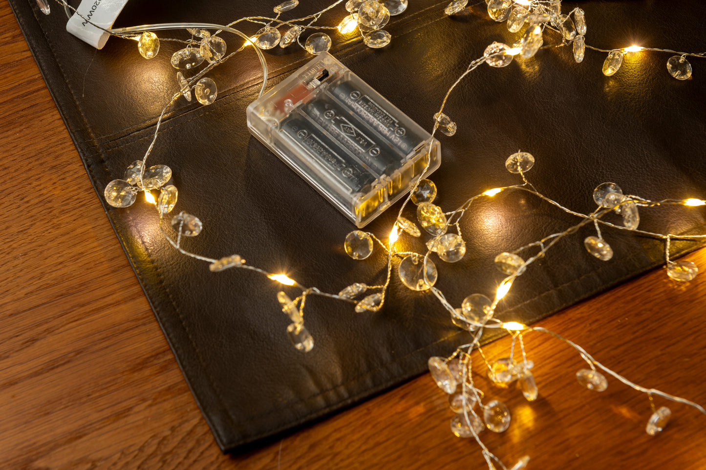 Crystal cluster lights 20 LED's 2m with clear beads. battery operated