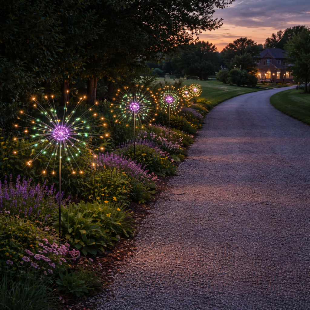 BIG Multi coloured Firework solar garden stake lights (1 per pack)