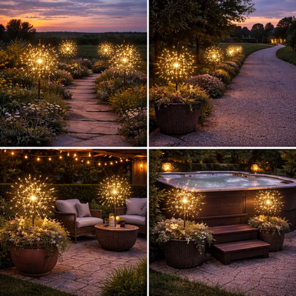 BIG Warm white Firework solar garden stake lights (1 per pack)