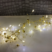 Load image into Gallery viewer, 1.5m Warm white 200 LED Pearl chain cluster lights gold wire
