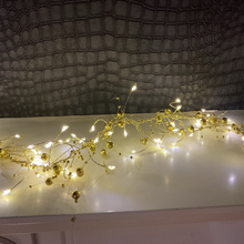 Load image into Gallery viewer, 1.5m Warm white 200 LED Pearl chain cluster lights gold wire
