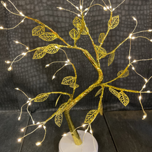 Load image into Gallery viewer, Gold leaf LED Tree with Lights up 20 Inches Tree. USB &amp; Battery Operated
