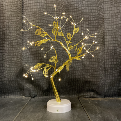 Gold leaf LED Tree with Lights up 20 Inches Tree. USB & Battery Operated