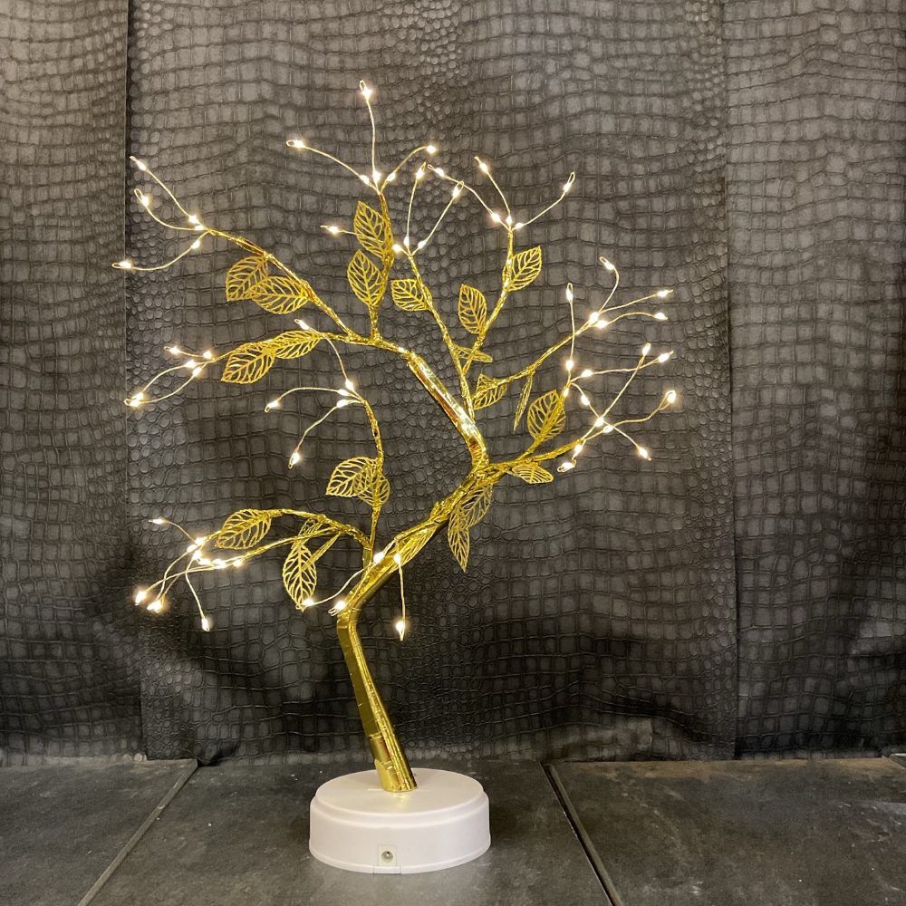 Gold leaf LED Tree with Lights up 20 Inches Tree. USB & Battery Operated