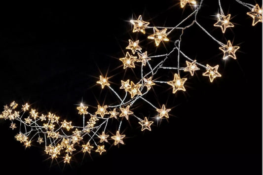 2.2m Warm white 200 LED STAR cluster lights with silver wire