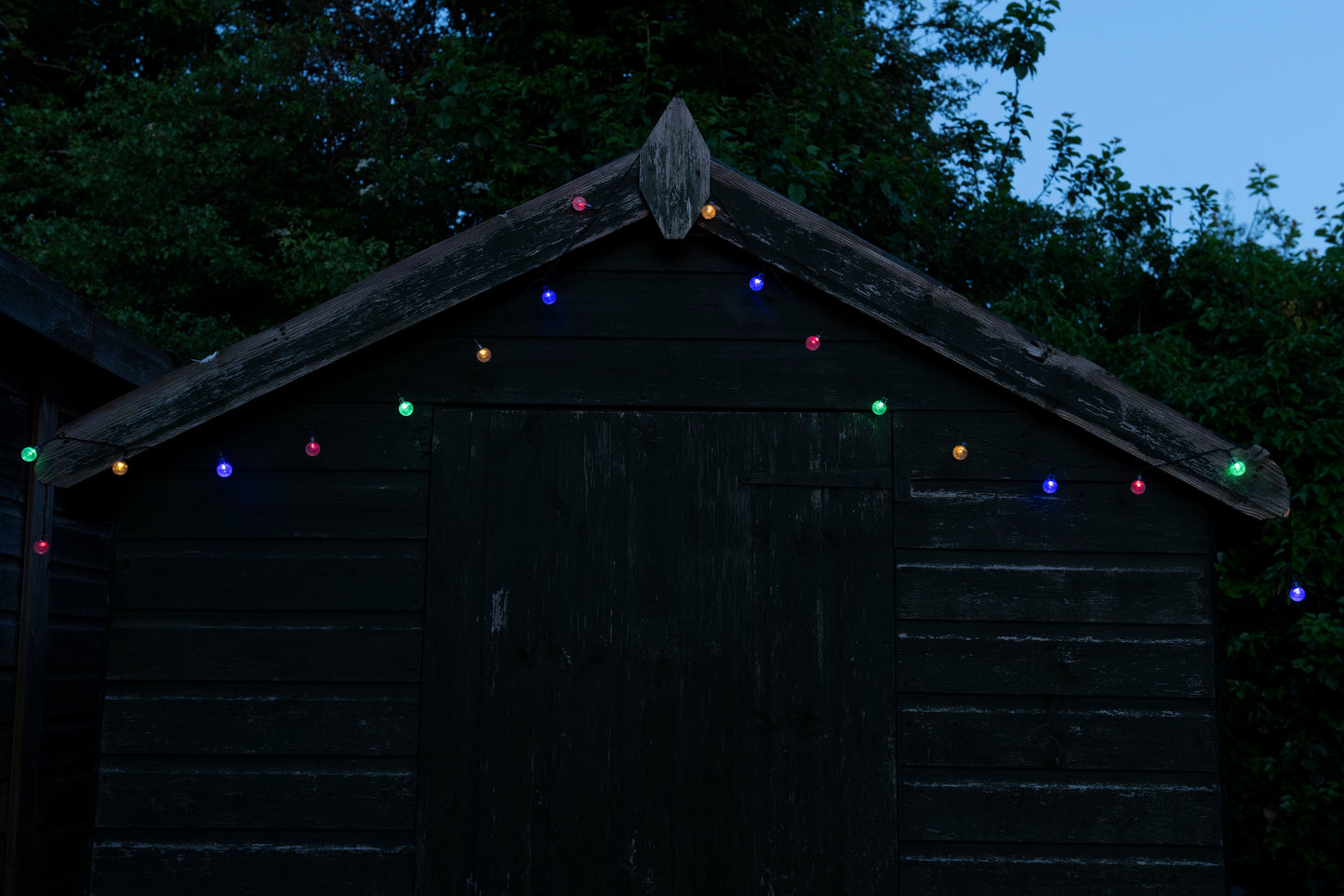 20 LED multi coloured globe fairy solar string outdoor lights.