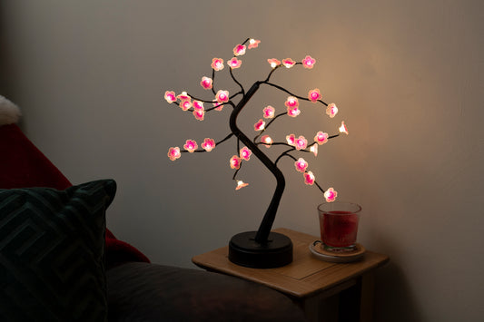 LED Cheery Blossom Tree with Lights up 20 Inches Tree. USB & Battery Operated