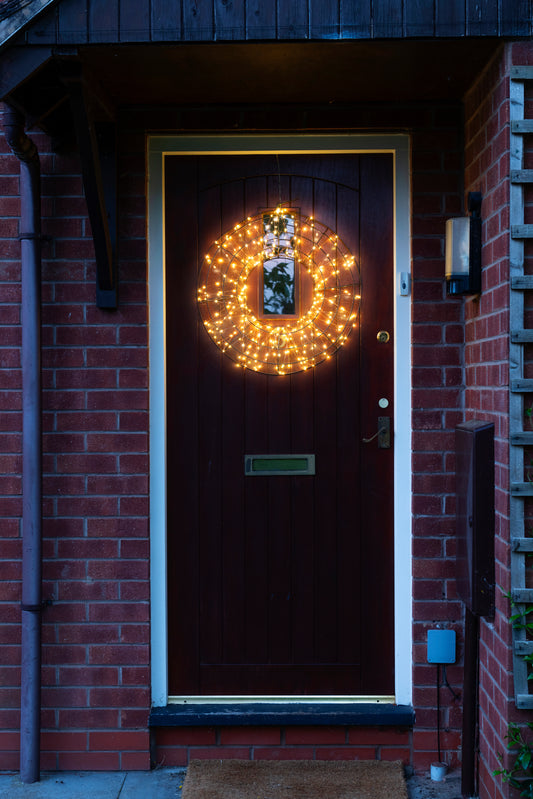 3D Circle Metal Brown Wreath with 300 LEDs