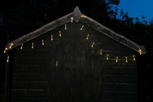 20 LED warm white waterdrop fairy outdoor solar string lights.