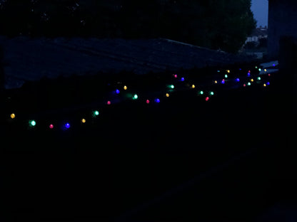 20 LED multi coloured globe fairy solar string outdoor lights.